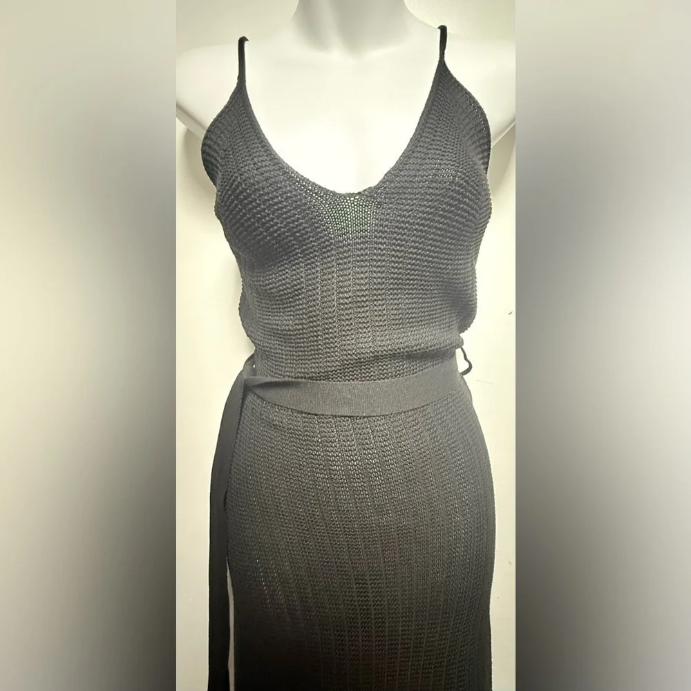 HYFVE Black Midi Skirt with Knit Detail